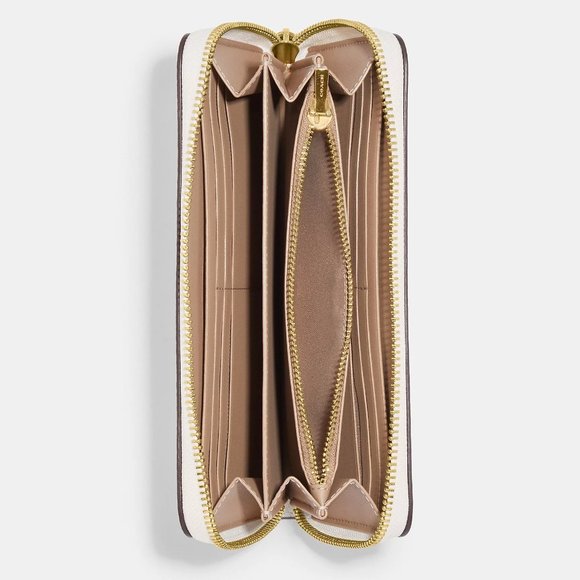 🐝 Coach Long Zip Around Wallet In Signature Canvas With Bee Print - Picture 4 of 8